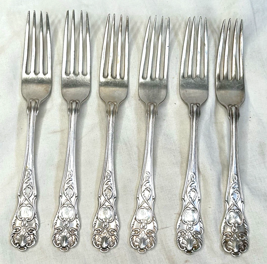 Mappin & Webb 装飾 フォーク6本組 18cm ヴィンテージ 英国アンティーク/ビンテージ マッピン&ウェッブ プリンセスプレート