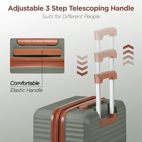  Luggage Sets 3 Piece Hardside Expandable Suitcase with 20in/24in/28in Green