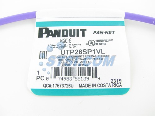Panduit UTP28SP1VL Cat6 28awg Network Patch Cable, 1 Ft Violet ~STSI - Picture 3 of 4