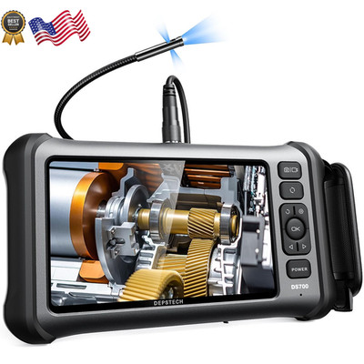 Endoscope 7'' IPS Screen Borescope Camera w/ Light Triple-Lens Inspection Camera