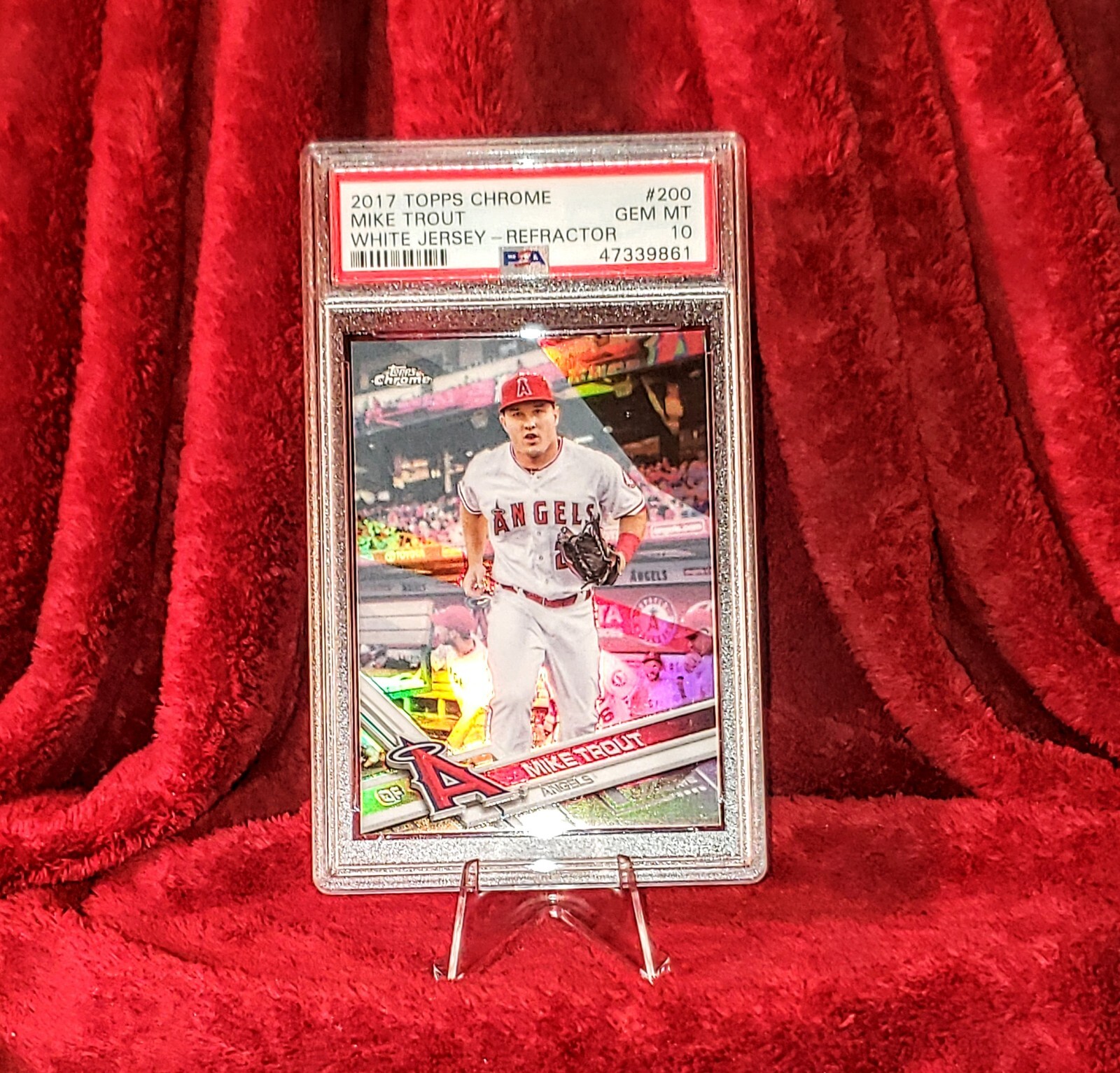 MIKE TROUT 2017 TOPPS CHROME #200 WHITE JERSEY REFRACTOR PSA 10 🔥