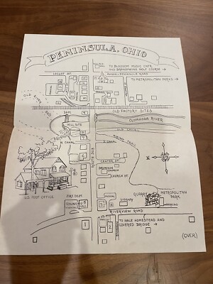 PENINSULA OHIO MAP & KEY TO SHOPPING BROWSING Paper Excellent Condition VINTAGE 