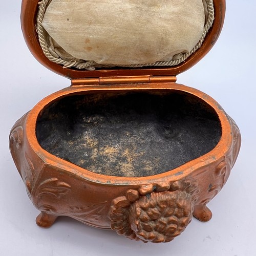 Antike Schmuckschatulle Jugendstil Schmuckschatulle mit Fuß floral Metall gestempelt 122 - Bild 7 von 16