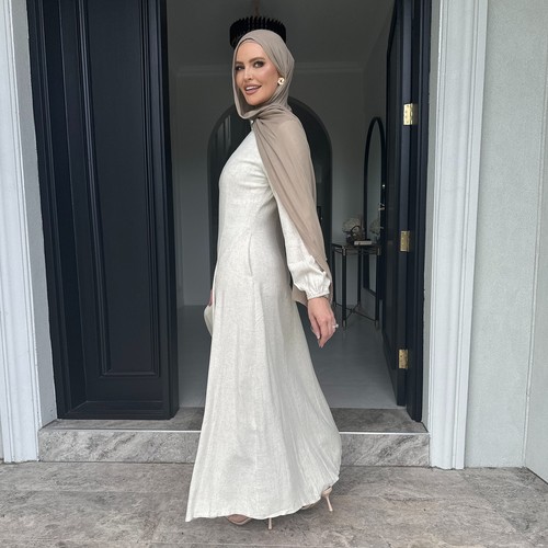 Maxi Vestido Largo Caftán Musulmán Mujeres Liso Dubai Abaya Ramadán Vestido de Fiesta Islámico - Imagen 6 de 28