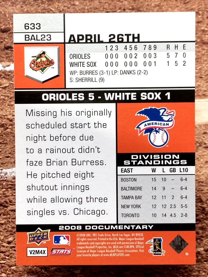 2008 Upper Deck Documentary Melvin Mora #633 - Image 2 of 2