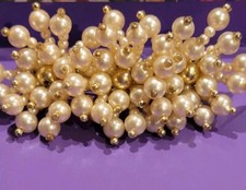 Vintage Faux Pearl  Gold Bead Hair Barrette Clip