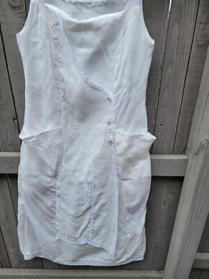 YUVITA Women's 100% Linen White Midi Sleeveless Dress. Sz S | eBay