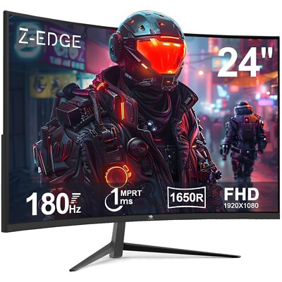 Z-EDGE 24 Zoll Curved Gaming Monitor 180Hz 1ms MPRT, 300cd/m² Helligkeit, 16:9