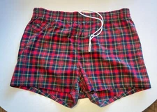 Vintage 1950s 60s Jantzen Red Plaid Mens Swim Trunks Bathing Suit Size 40