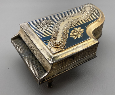 musical cigarette boxes antique Vintage Grand Piano Music Cigarette Jewelry Box Made In Occupied Japan