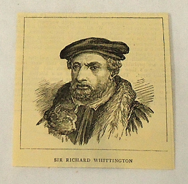 small 1884 magazine engraving ~ SIR RICHARD WHITTINGTON ~ Lord Mayor of London