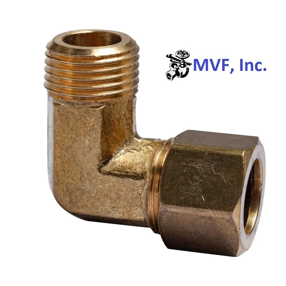 5/8" O.D. x 3/8" Male NPT Brass, Male Elbow, Compression Tube Fitting 69A-10C - Image 2 of 4
