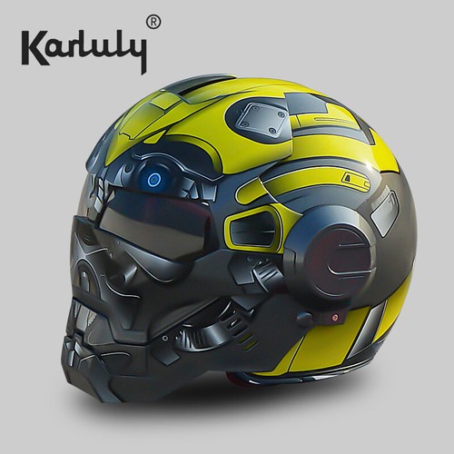 Iron Man Helmet Full Cover Safety Revealable Motorcycle Retro Style Helmet - Foto 22 di 36