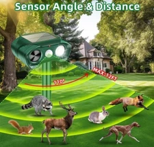 Ultrasonic Animal Repellent Outdoor Waterproof Solar Powered Cat Repellent with