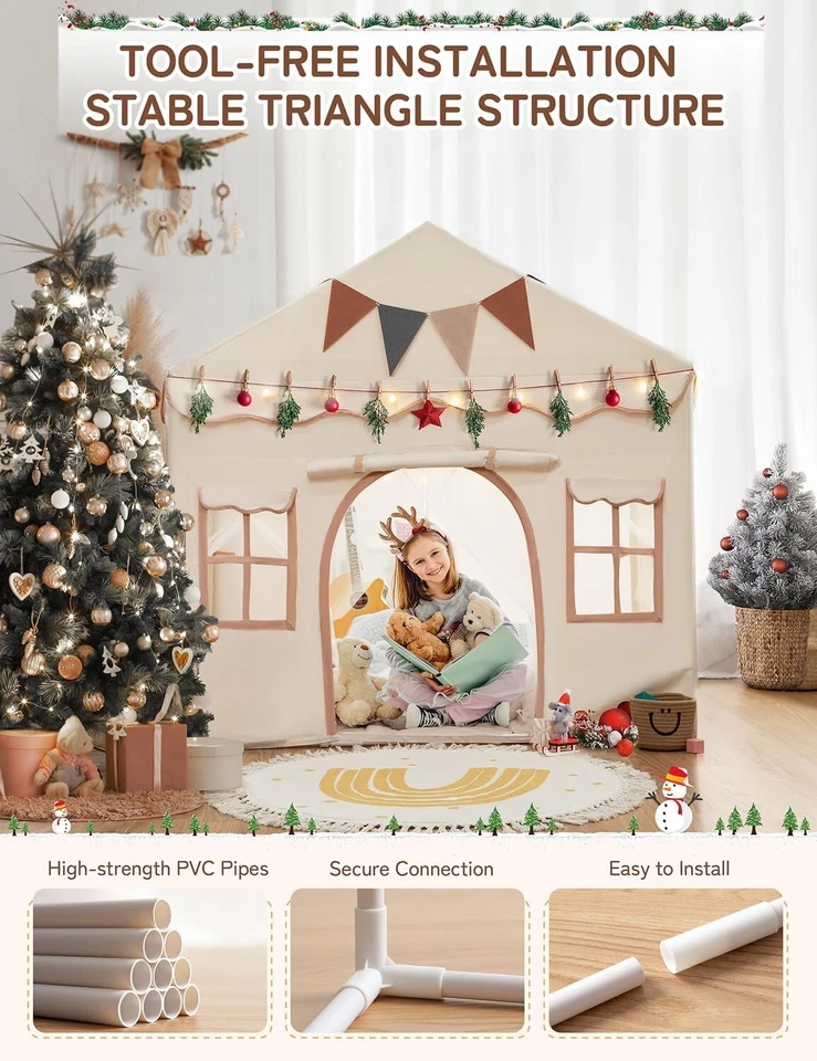 Besrey Kids Play Tent 2-in-1 – w/ Mat & Lights, Indoor Outdoor Toddler Gift - Image 4 of 4