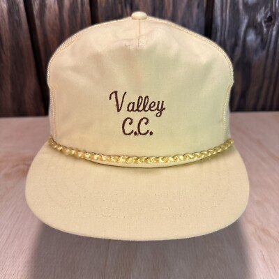 Vintage Valley CC Golf Hat Trucker Cap Derby Cap Rope Country Club Golfing 80s
