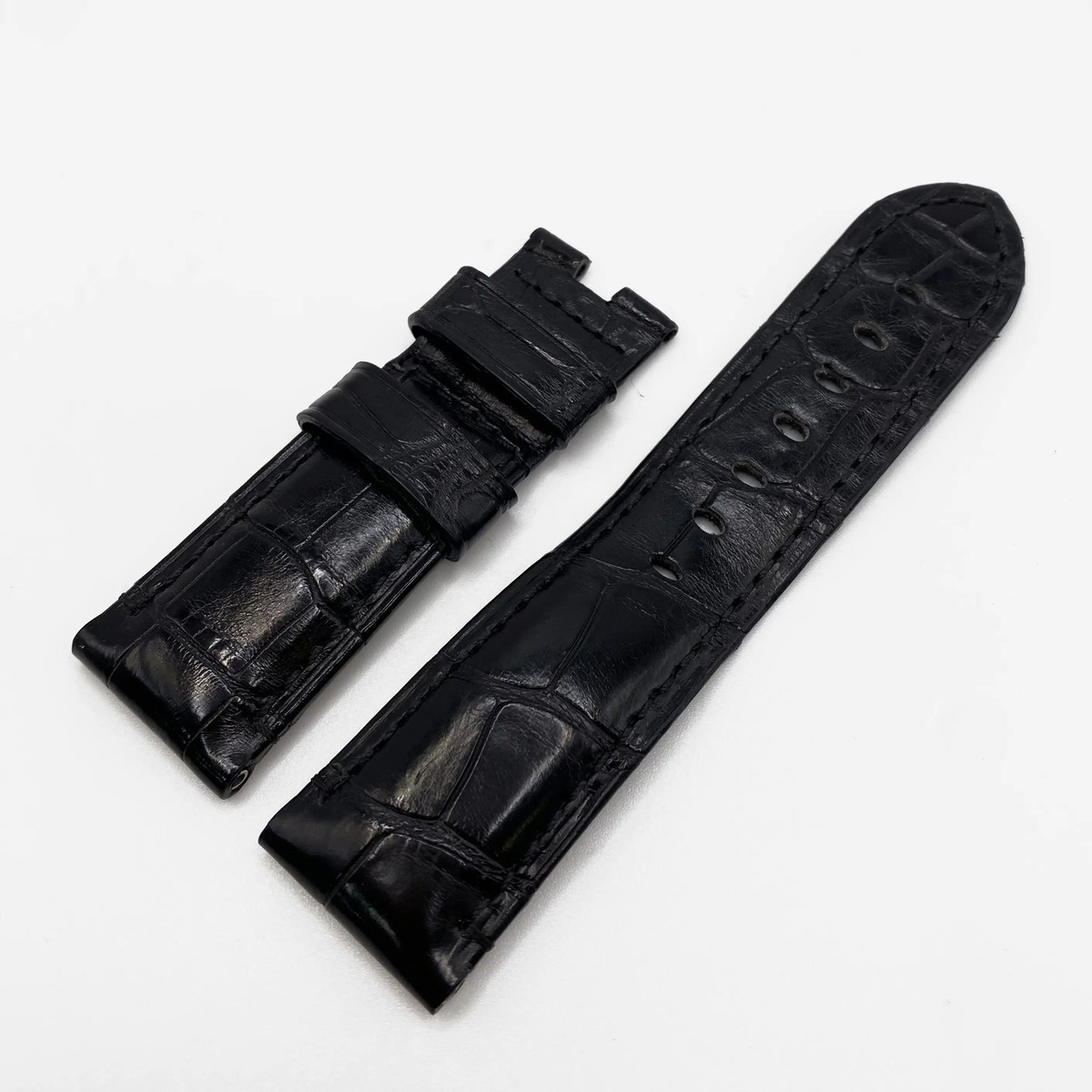Authentic Panerai 24mm x 22mm Black Alligator Leather Deployant Buckle Strap