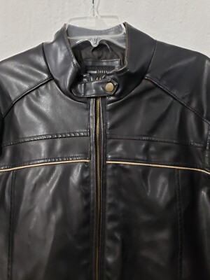 Decoded Black Vegan Leather Men's Coat Jacket Lined Biker style XL