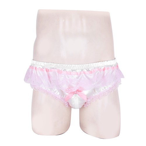 Hombres Ropa Interior Brillante Satén con Volantes Florales Bikini Calzoncillos Sissy - Imagen 42 de 47