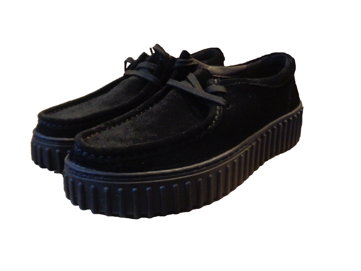 Clarks Torhill Bee SUEDE In Womens Sneaker BLACK Size US 8.5 NEW 