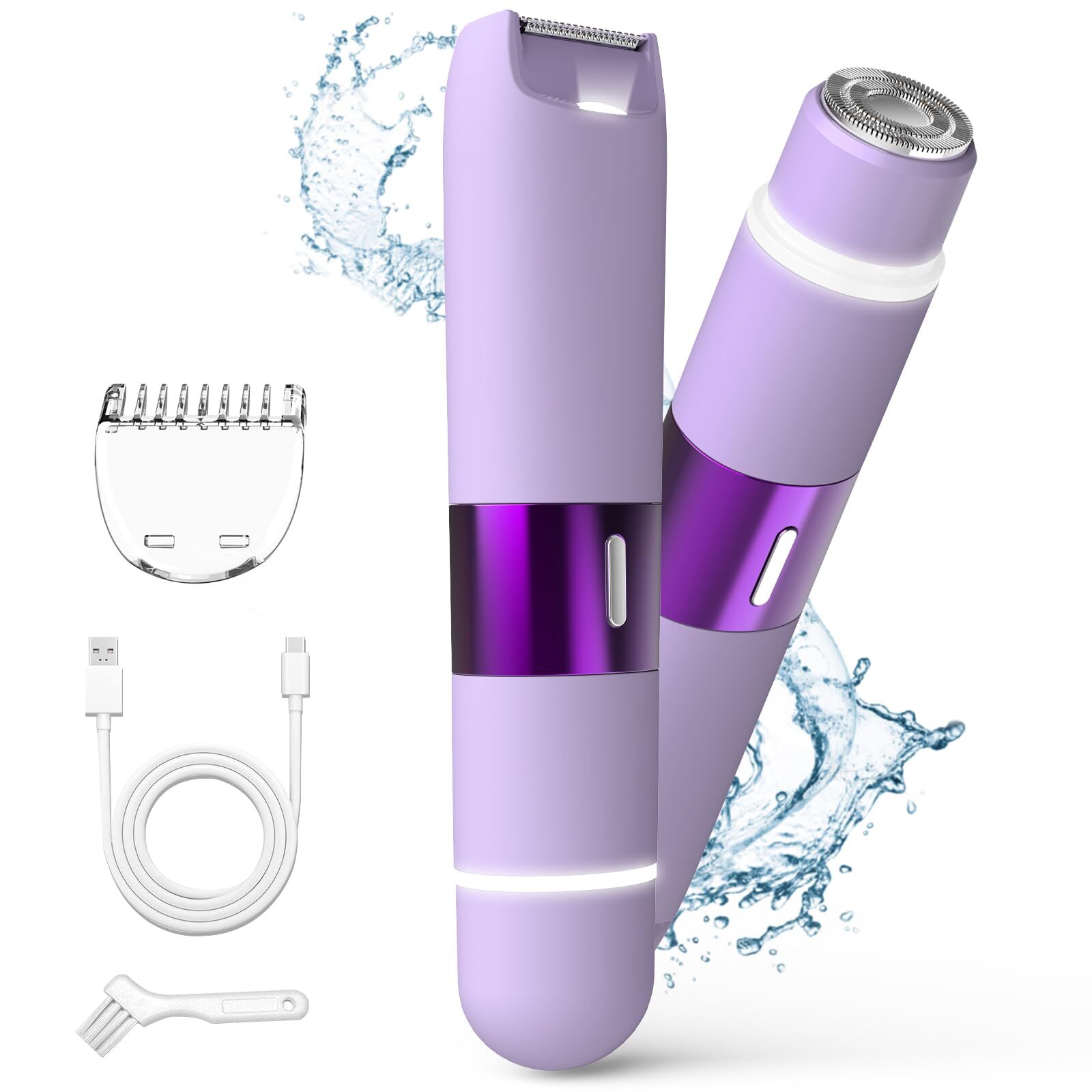 Bikini Trimmer for Women Dual Head Electric Razors Pubic Hair Trimmer with IP...-image