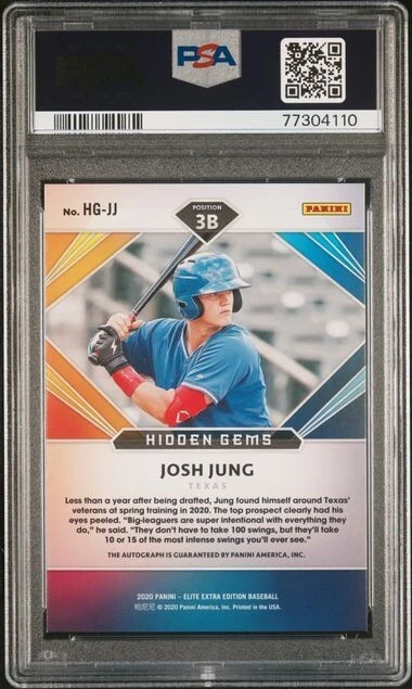 2020 Panini Elite Extra Edition Josh Jung Hidden Gems Black Auto #HGJJ PSA 9 - Image 2 of 3