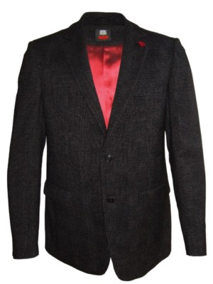 Frank Radloff SAKKO STRUKTUR KARO JIMMY BLACK Gr. 50 52 54 SCHURWOLLE