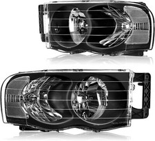 Black Fits 2002-2005 Dodge Ram 1500 2003-2005 Ram 2500 3500 Headlights Lamps