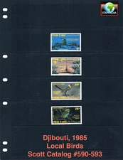 $12.25 Scott Value - 1985 DJIBOUTI Birds East African Wildlilfe CV MNH NH UMM