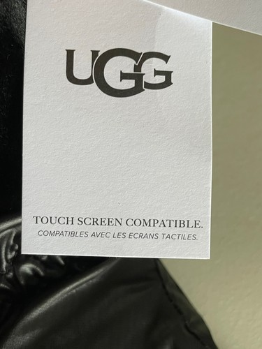 UGG FONTANNE NYLON CONDUCTIVE PALM GENUINE SHEARLING TRIM GLOVE IN BLACK S/M - Picture 3 of 12