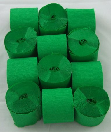 12 Light Green Crepe paper EACH Streamer 45mm x 10metres quauliy decoration