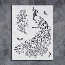 Peacock Feather Stencil Template Reusable for Wall Art, DIY Crafts, Jun