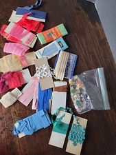 Vintage Sewing Notions Lot Trims Rick Rack Buttons skirt belting misc