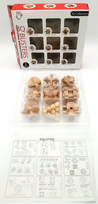 9-Pack IQ Busters Collection Perplexing Wooden Puzzles Interlocked Leisure Game