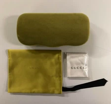 New Authentic Gucci Sunglasses Eyeglasses Case Gold Velvet Clamshell Small Case
