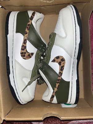 Kids Nike Dunk Low GS ''Olive Leopard'' (DX9282-100) Youth Size 4.5y