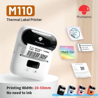 Phomemo M110 Etikettendrucker, Mini-Thermo-Aufkleber-Maschine Handy Bluetooth