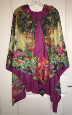 Nwt Galleria Monet’s Gardens Reversible Rain Cape Coat Jacket One Size L/xl