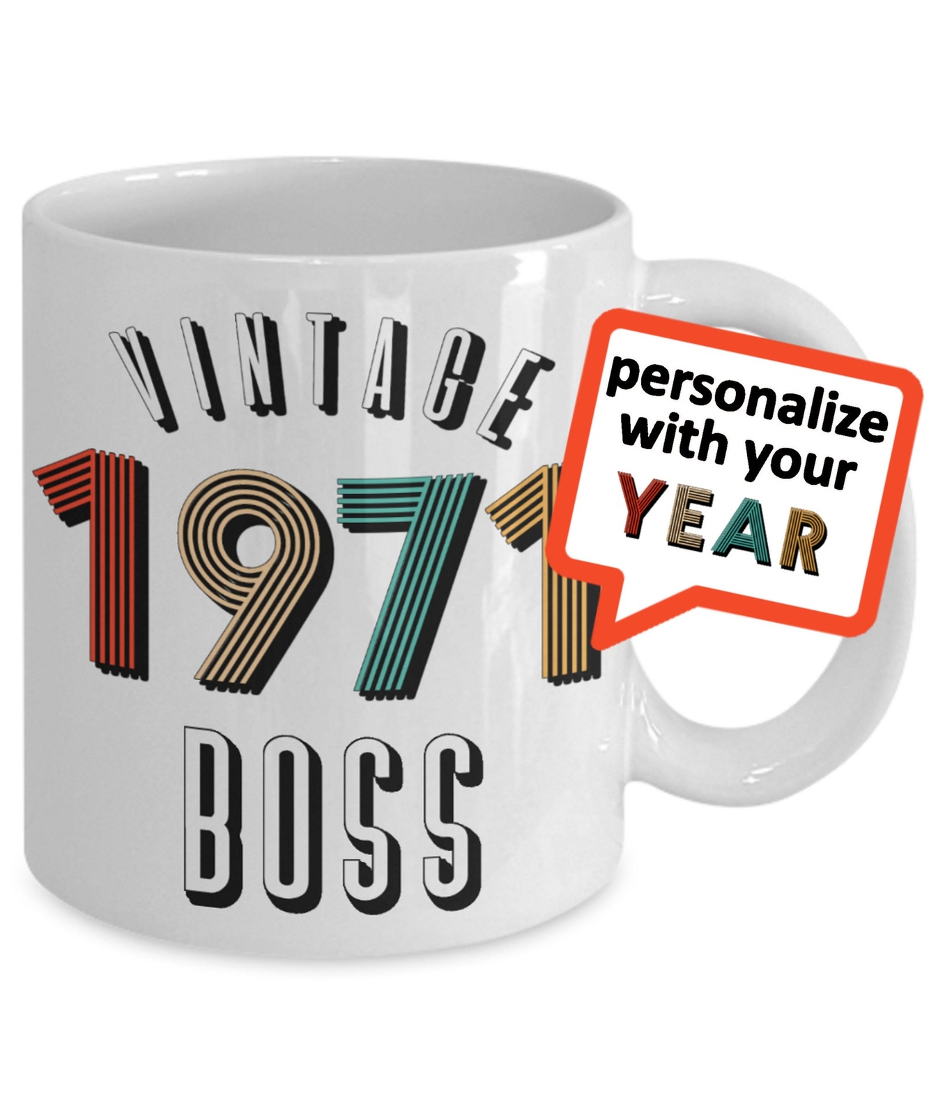 For Boss Mug Personalizedyear Vintage 1971 50th Birthday Year Anniversary