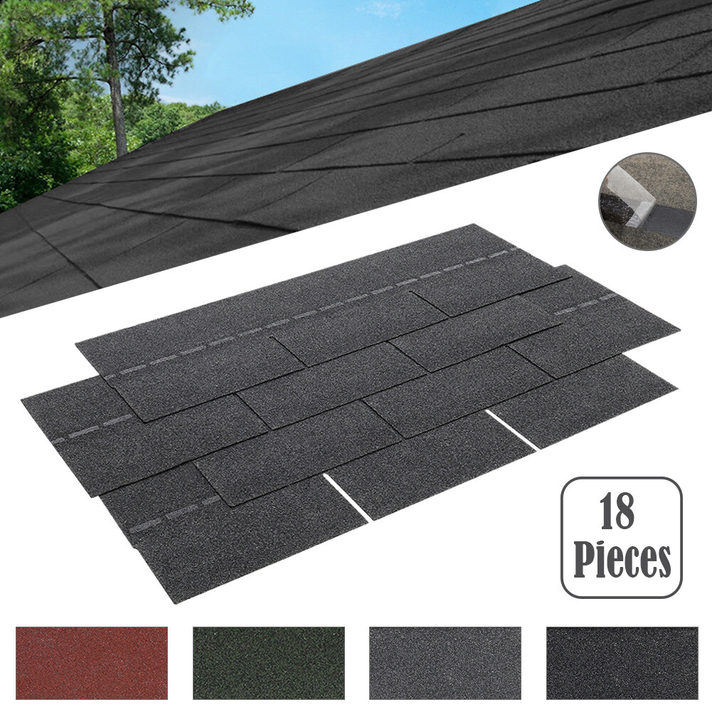 18Pcs Asphalt Roof Shingles SelfAdhesive Shed Attic Roofing Felt