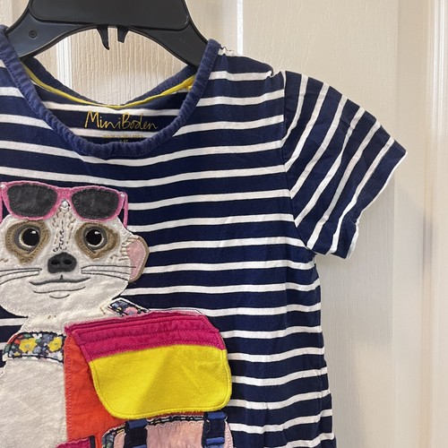 Mini Boden Meerkat Lift the Flap Backpack Applique Tee Shirt Girls Size 7-8 - Picture 4 of 11
