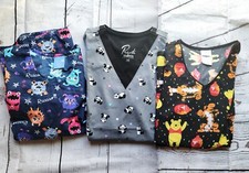 XS nurse scrub Tops winnie the pooh Pandas Monsters short sleeve tops