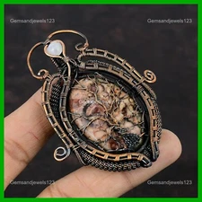 Natural Birds Eye Jasper Rainbow Moonstone Copper Wedding New Pendant Jewelry