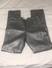 Bagatelle 100 Leather Shiny Gray Pants With Double Lining