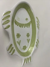 Caleca  Italy Mint Green Ceramic Fish Plate Hand Painted Marked 9.75”