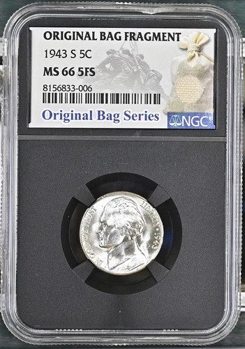 1943 S Jefferson Nickel NGC MS-66 5FS Original Bag Series Relic Label 3006