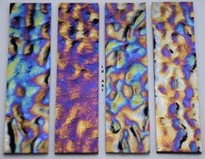 4 PIECES 1" x 4" BLACK IRIDIZED TEXTURED SOFT RIPPLE BULLSEYE 3mm GLASS 90 COE