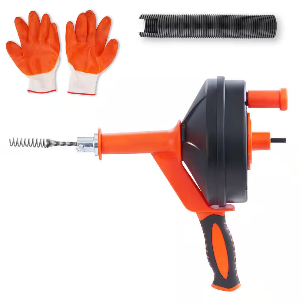 Drain Auger 25 Ft., Plumbing Snake with Drill Attachment, Plumbers Snake Drain C