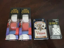 Lot Of 2 Cardinal 100 Poker Chip Sets Red White And Blue + Cards + Dice Z1