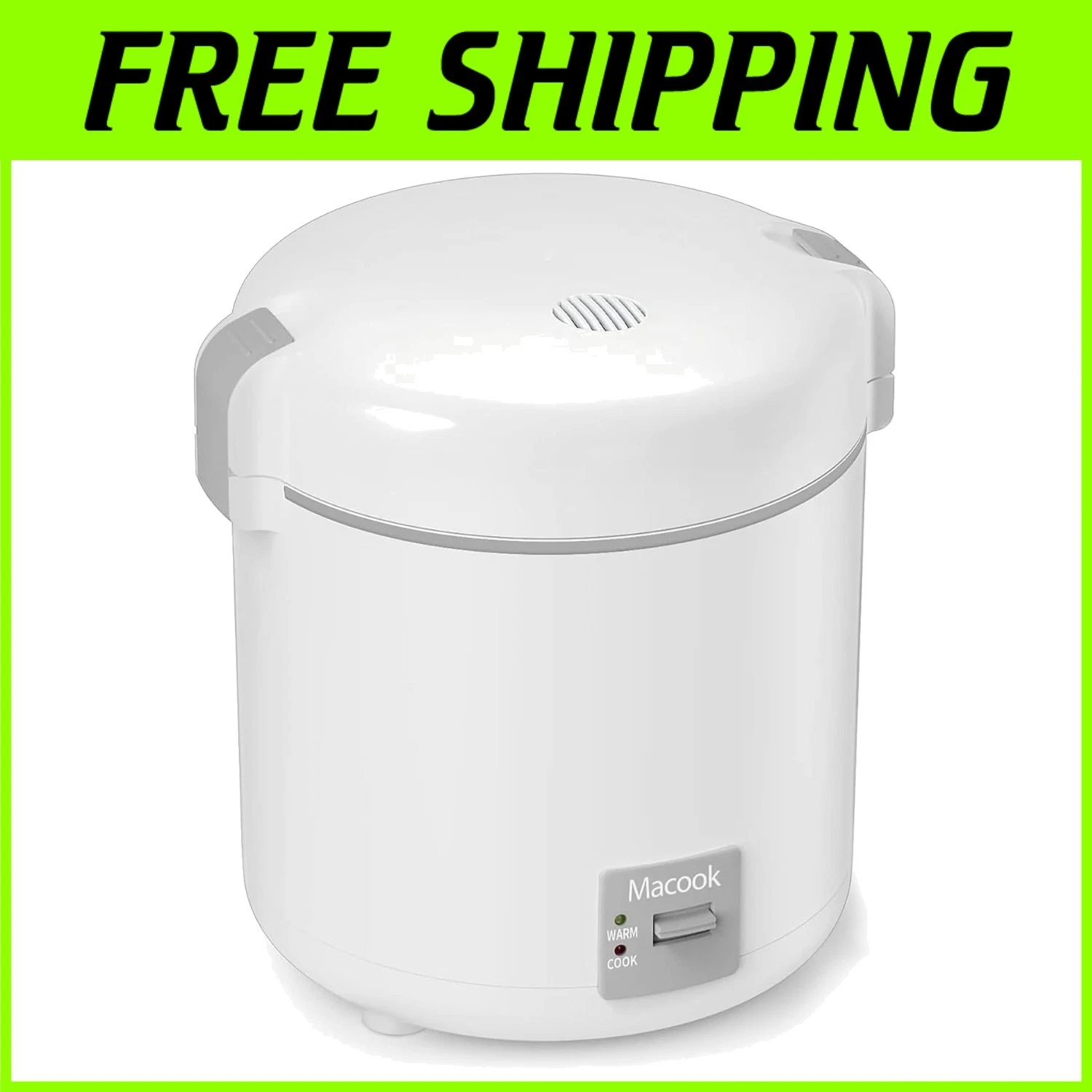 Mini Rice Cooker 1-3 Cups, White, One Touch Operation